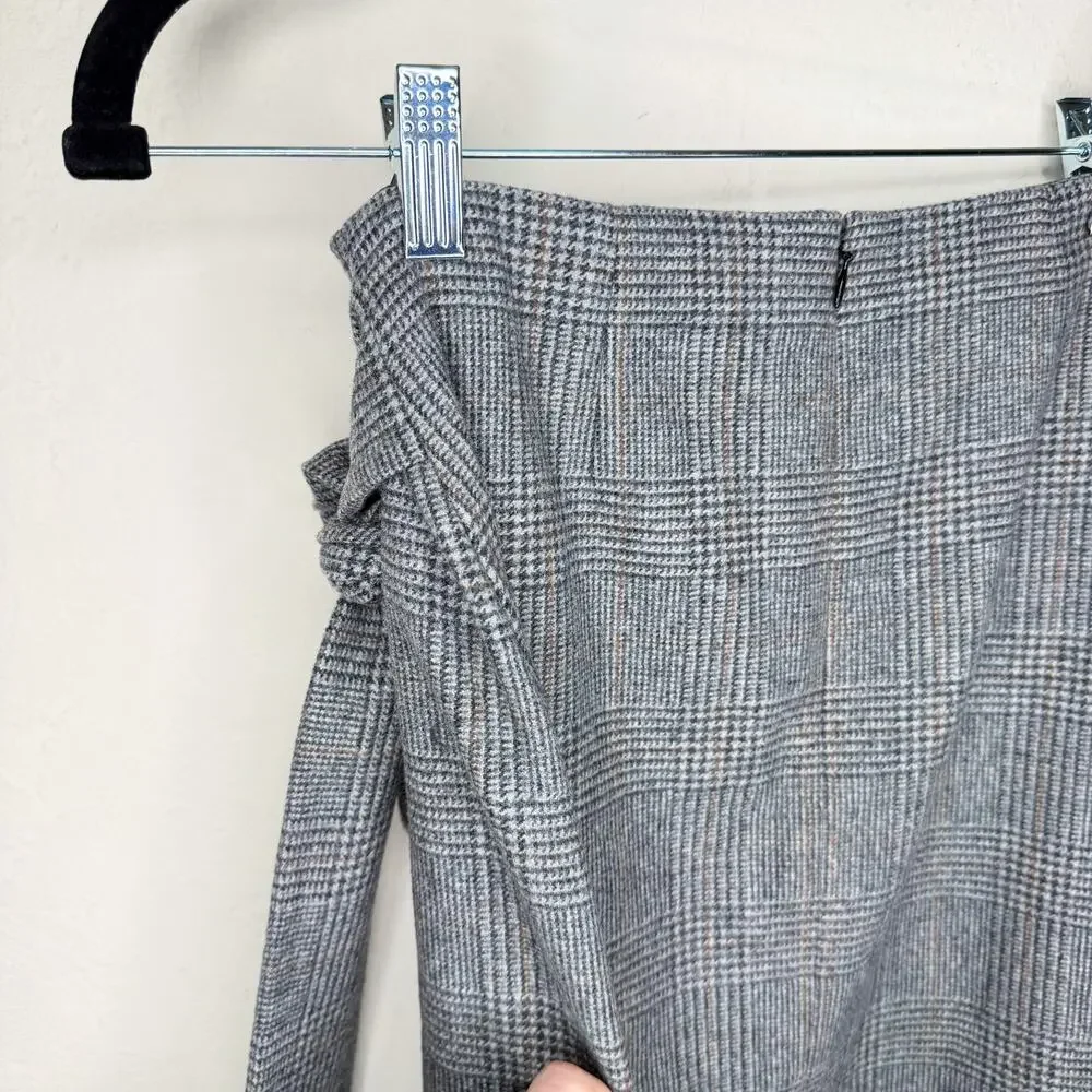 NWT Aritzia Wilfred Dorine Wrap Front Glen Check Plaid Wool Blend Mini Skirt 0